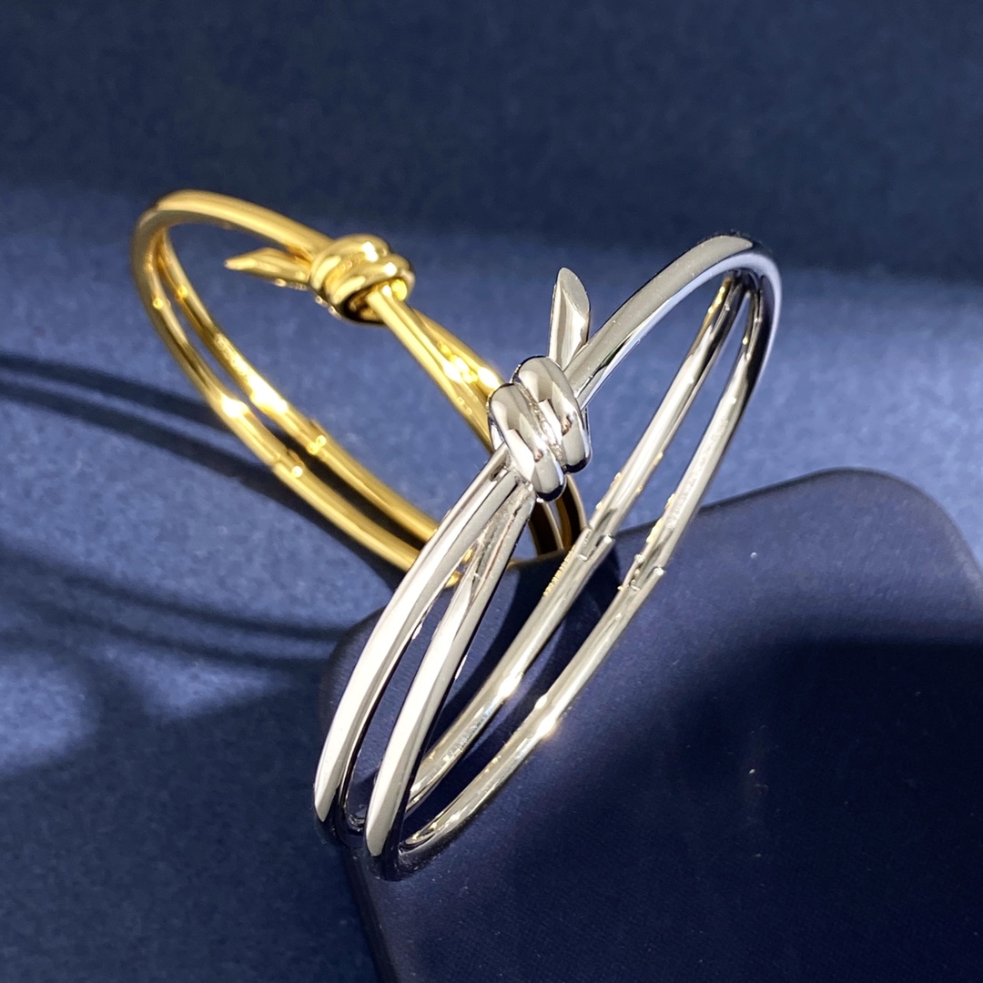 Tiffany Knot bracelet polished yellow gold polished silver-toned metal no gemstones 17cm inner circumference