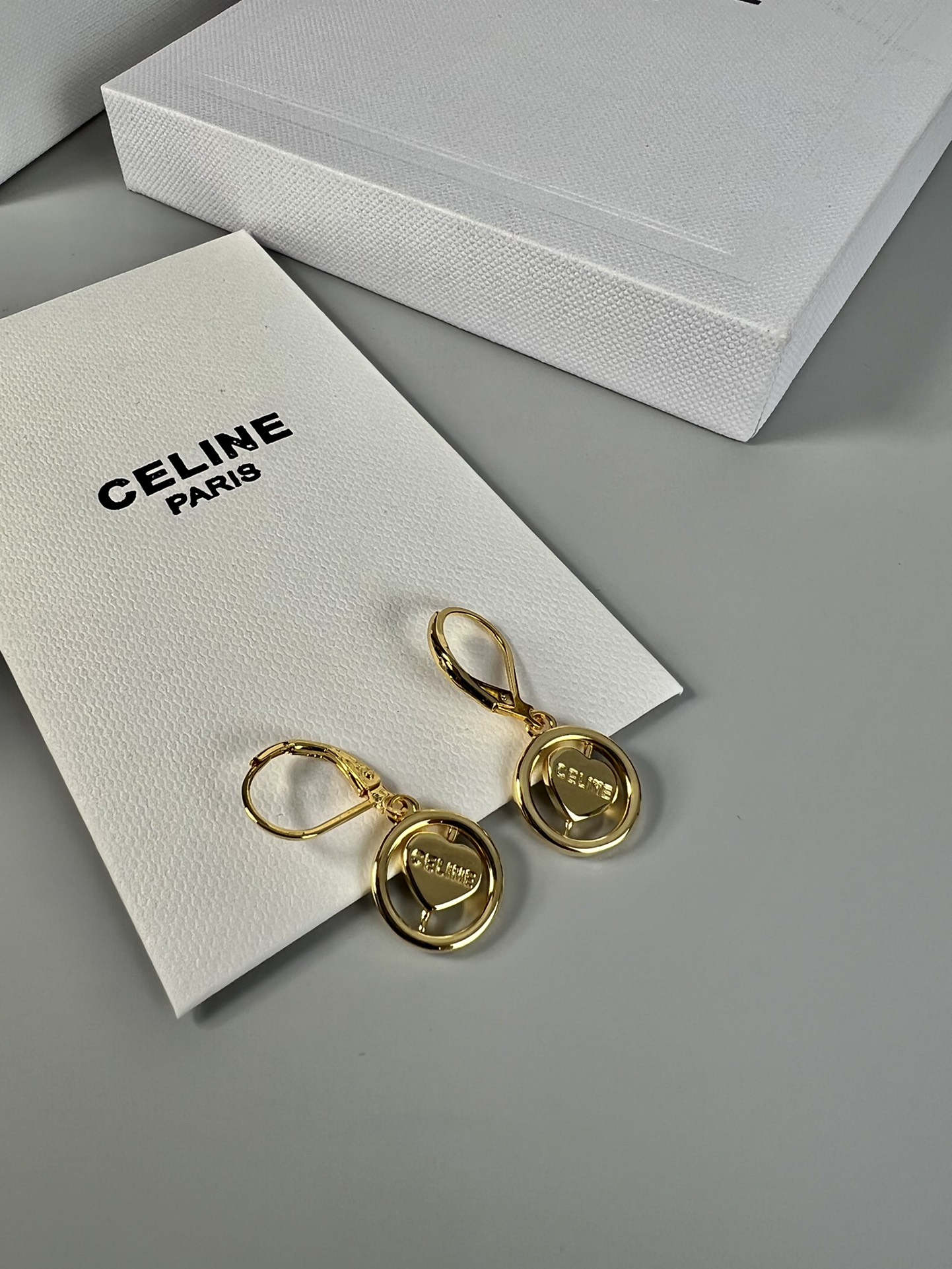 Celine Rotating Heart in Circle Drop Earrings earrings Gold-tone metal One Size