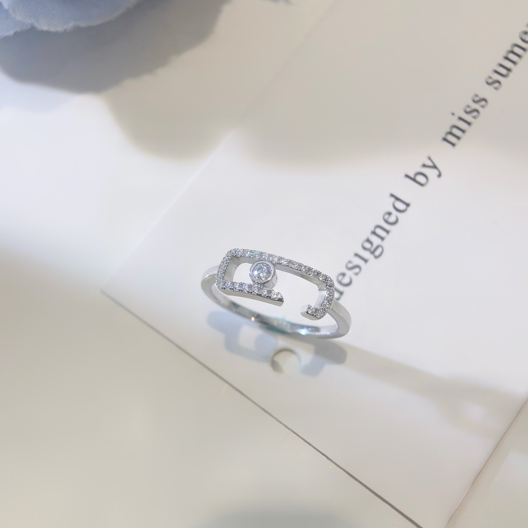 Messika Move Uno ring silver-toned white gold with clear diamonds US 7