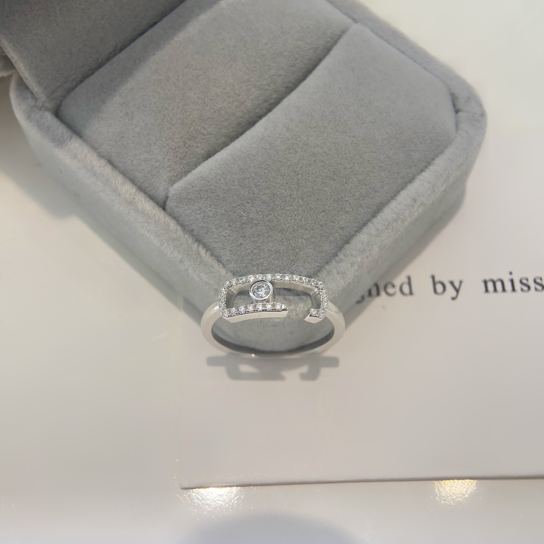 Messika Move Uno ring silver-toned white gold with clear diamonds US 7