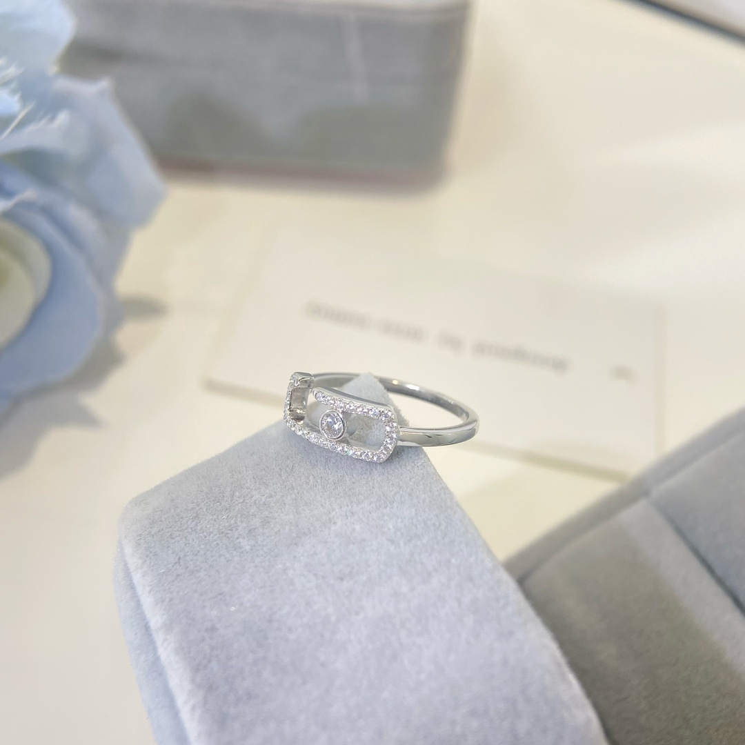 Messika Move Uno ring silver-toned white gold with clear diamonds US 7