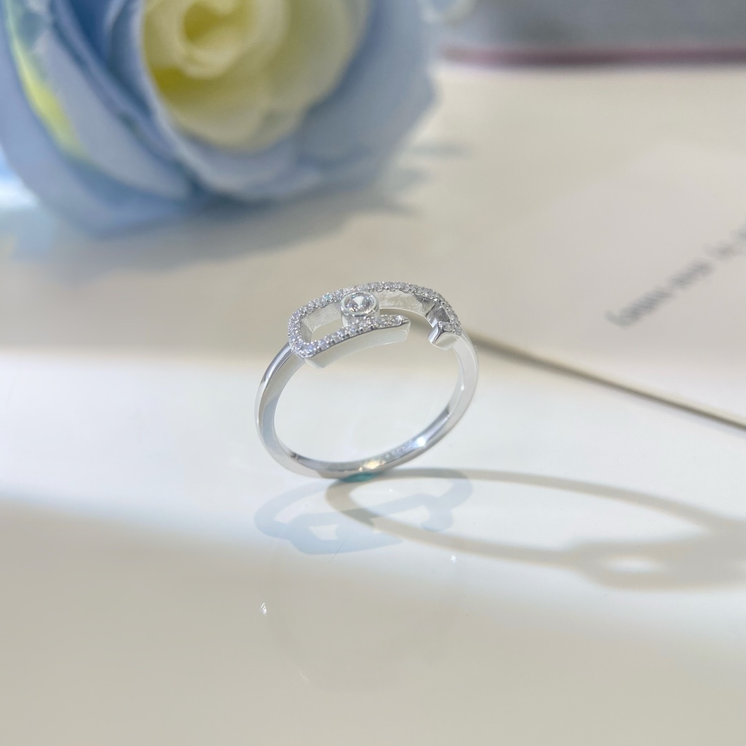 Messika Move Uno ring silver-toned white gold with clear diamonds US 7