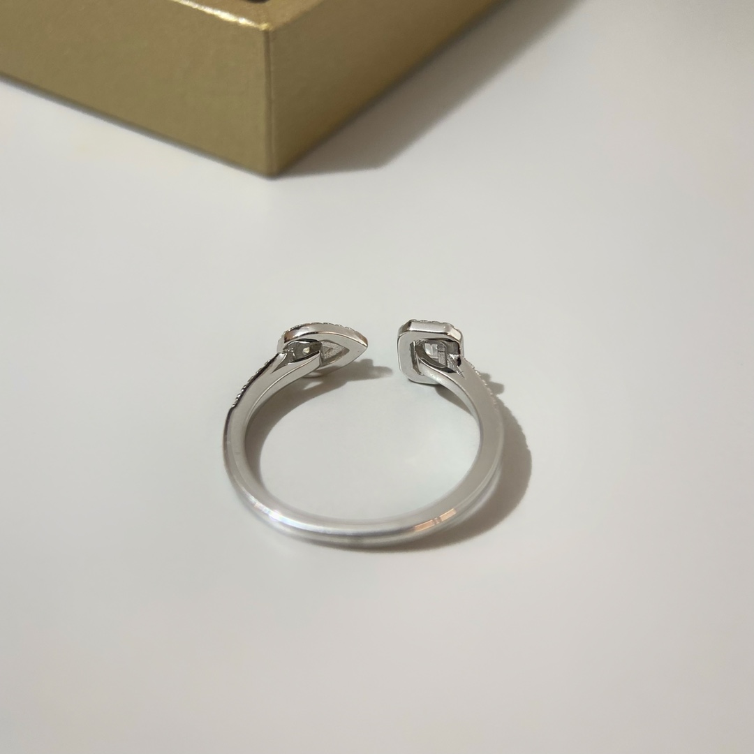 Messika My Twin ring white gold with clear diamonds adjustable open band