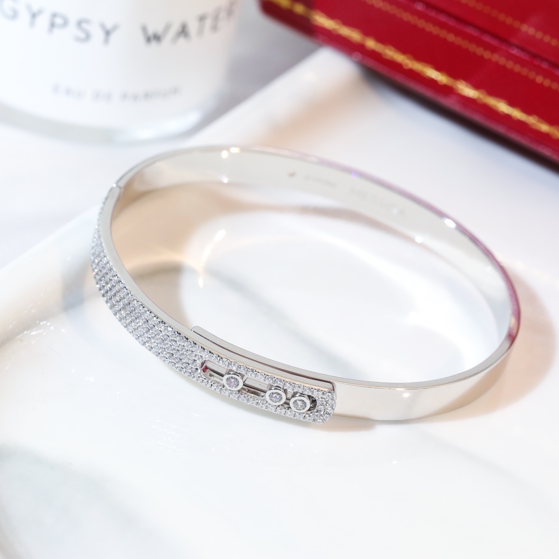 Messika MOVE ROMANE bracelet 18K white gold with pave-set white diamonds 17