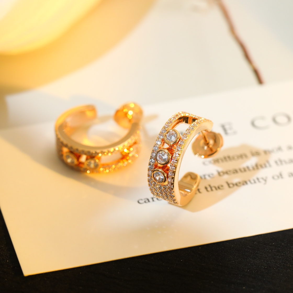 Messika Move Uno earrings 18k rose gold with clear diamonds 15mm hoop diameter