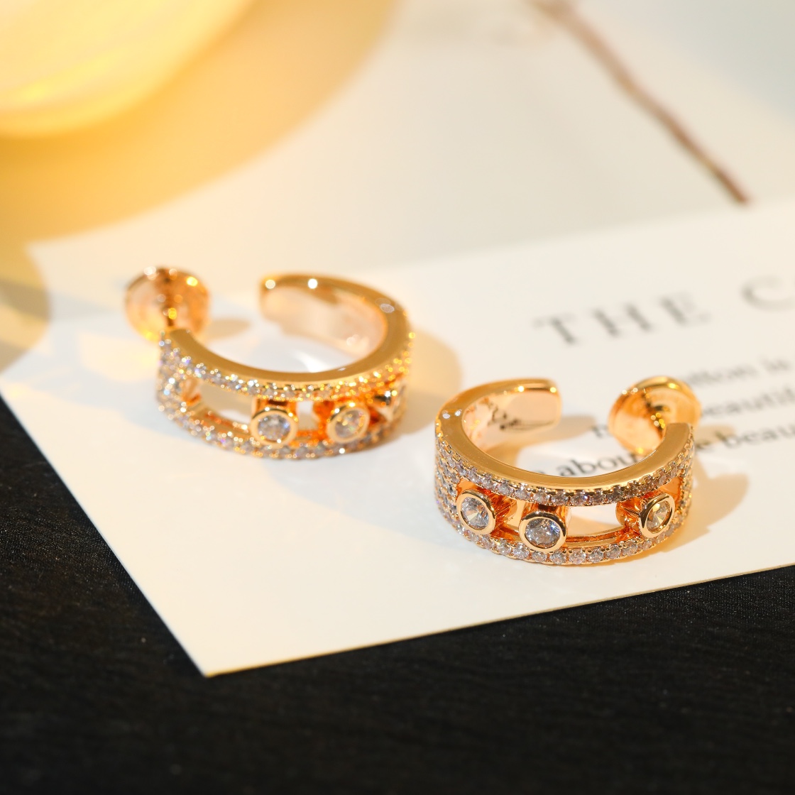 Messika Move Uno earrings 18k rose gold with clear diamonds 15mm hoop diameter