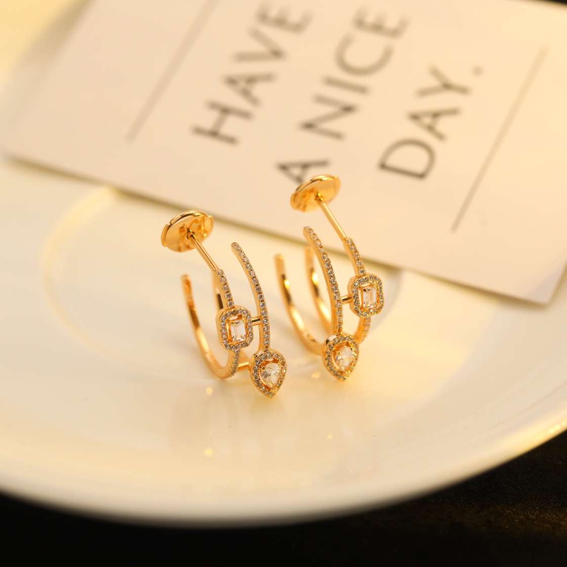 Messika My Twin earrings 18k white gold with clear diamonds 12mm hoop diameter