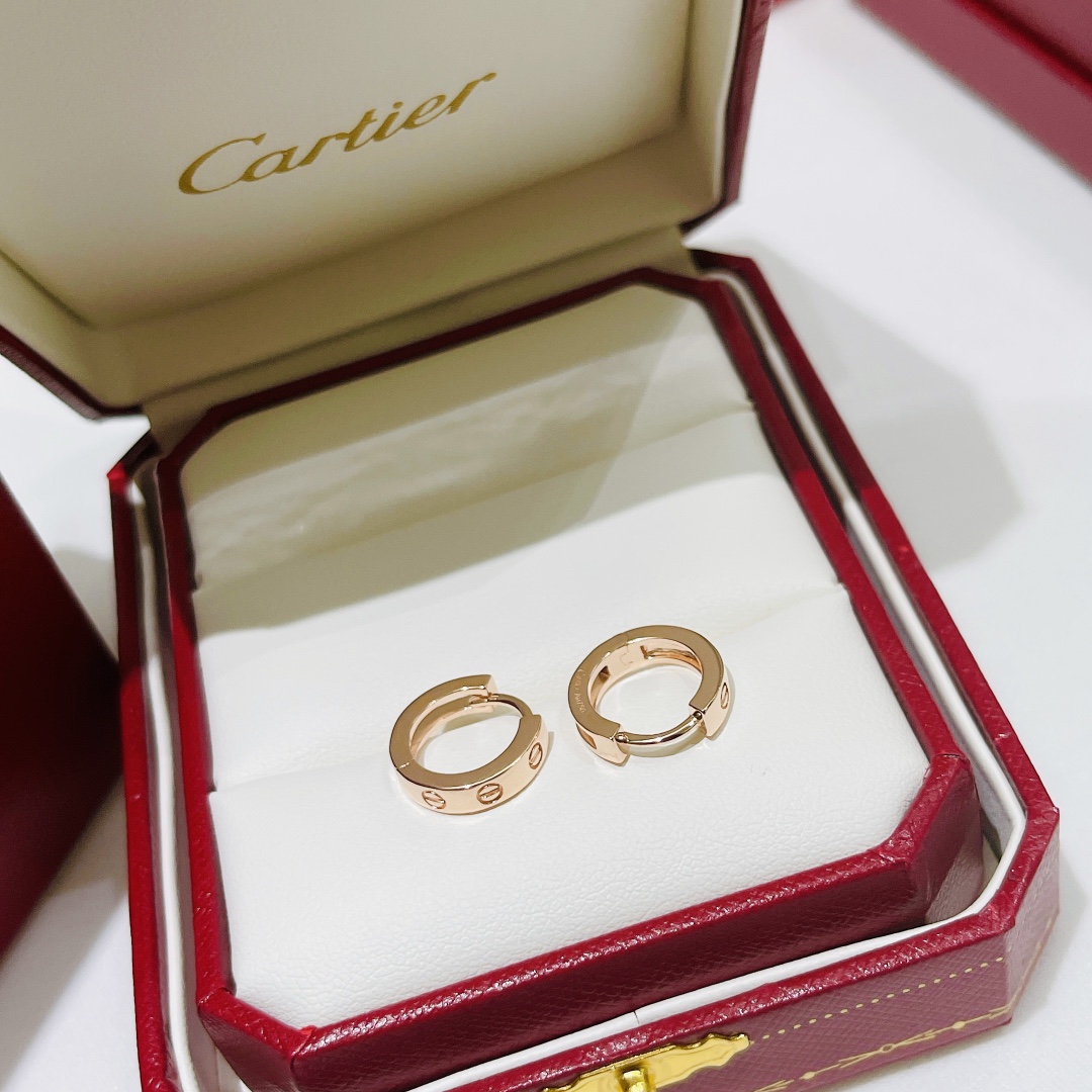 Cartier Love earrings 18k white gold 18k yellow gold 18k rose gold no gemstones 13mm hoop diameter