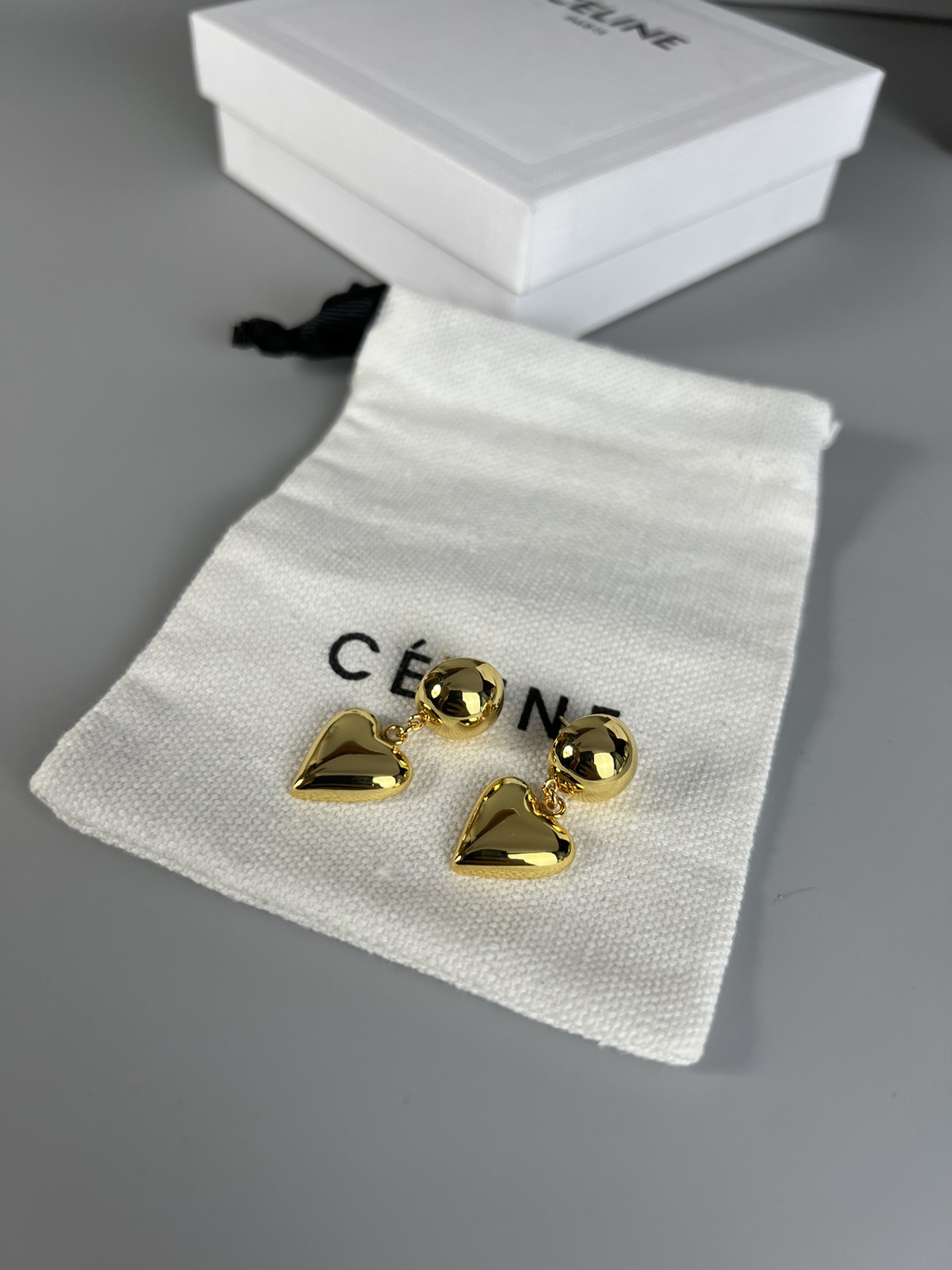 Celine Heart Drop Earrings earrings Gold-tone metal no accent stones One Size