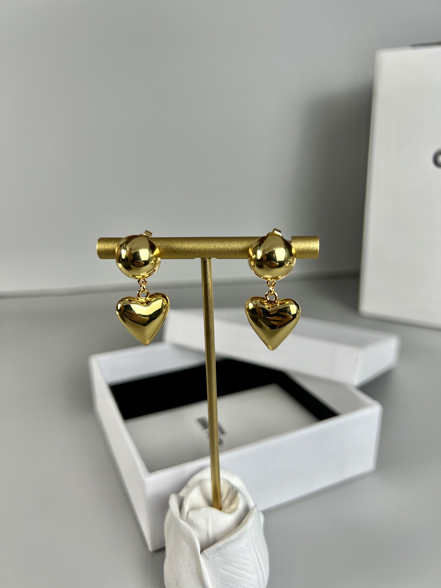 Celine Heart Drop Earrings earrings Gold-tone metal no accent stones One Size