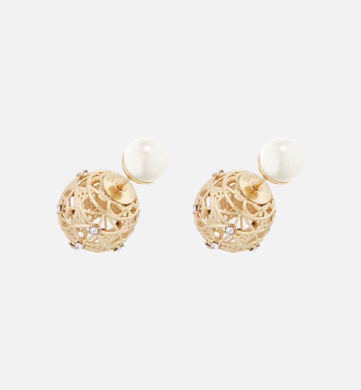 Dior Dior Tribales earrings Gold-tone metal with white resin pearls and clear crystal accents One Size