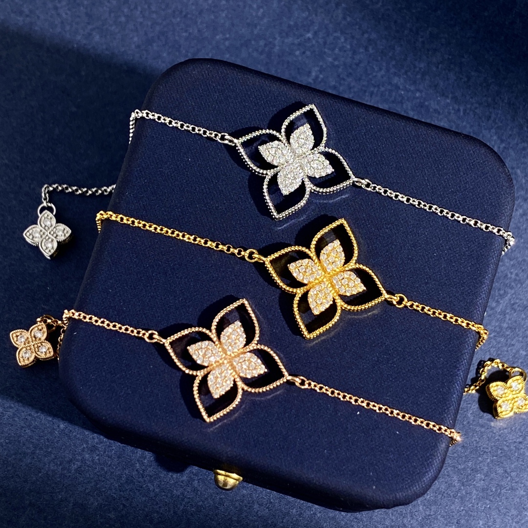 Roberto Coin Love in Verona bracelet 18k yellow gold with pave white diamonds 18cm with 2cm extender