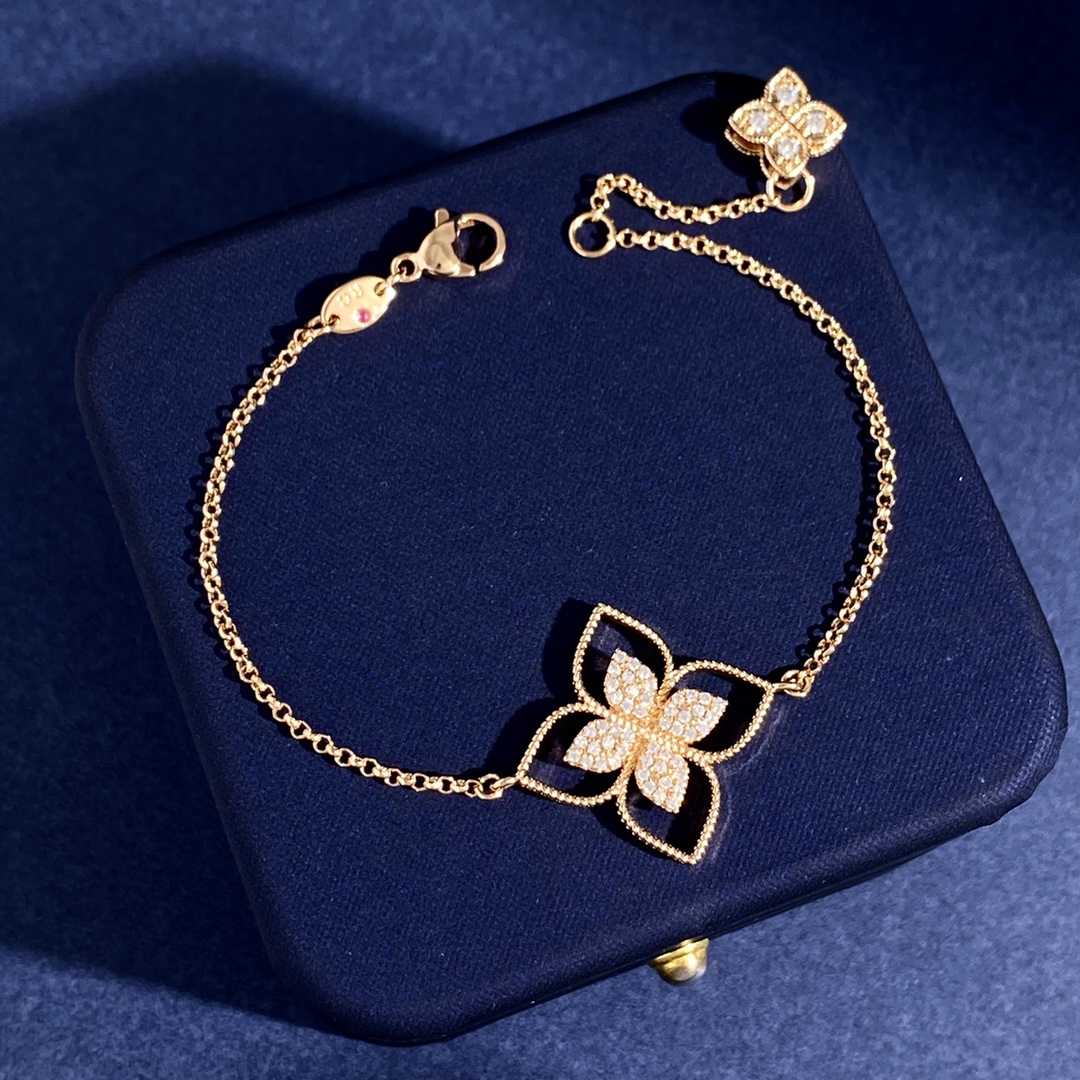 Roberto Coin Love in Verona bracelet 18k yellow gold with pave white diamonds 18cm with 2cm extender