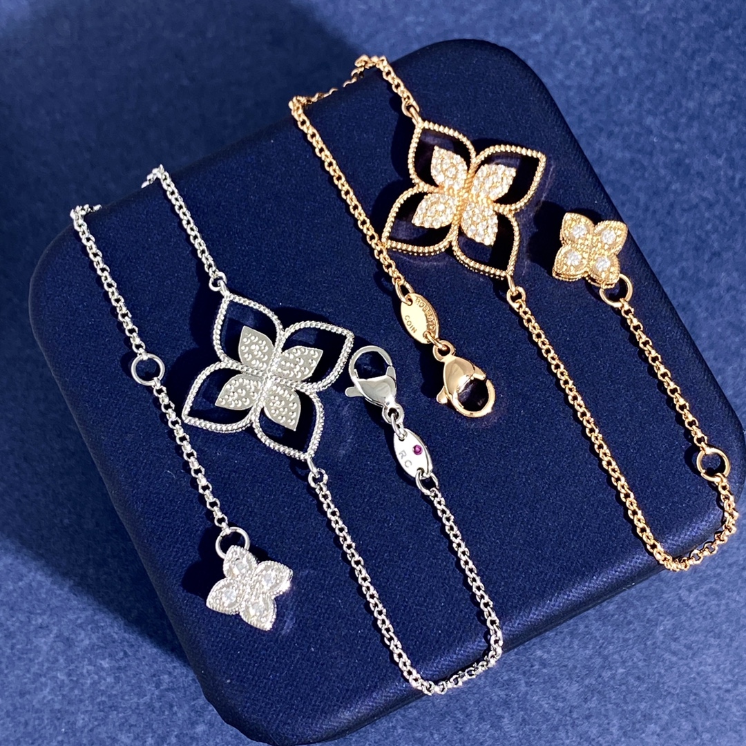 Roberto Coin Love in Verona bracelet 18k yellow gold with pave white diamonds 18cm with 2cm extender