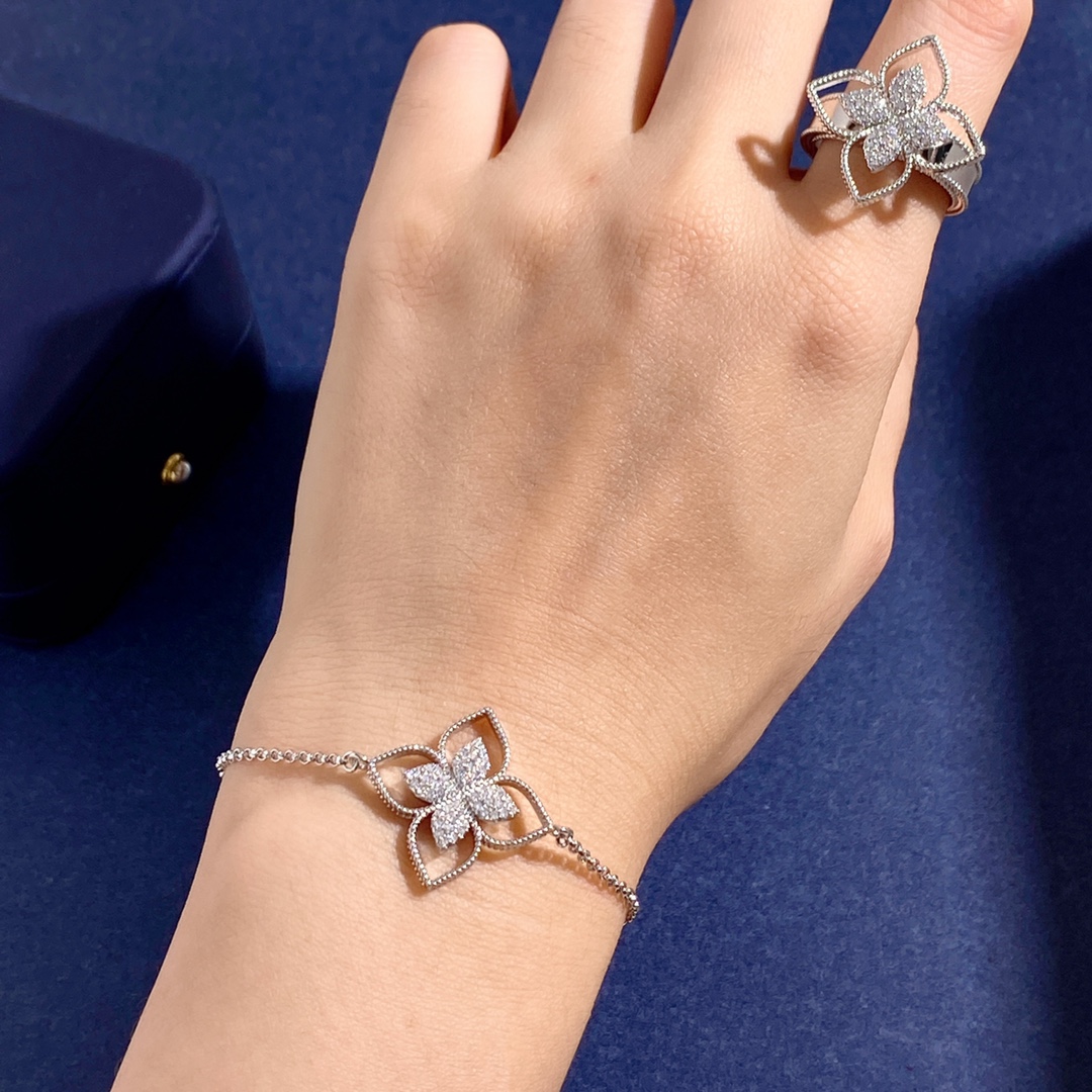 Roberto Coin Love in Verona bracelet 18k yellow gold with pave white diamonds 18cm with 2cm extender