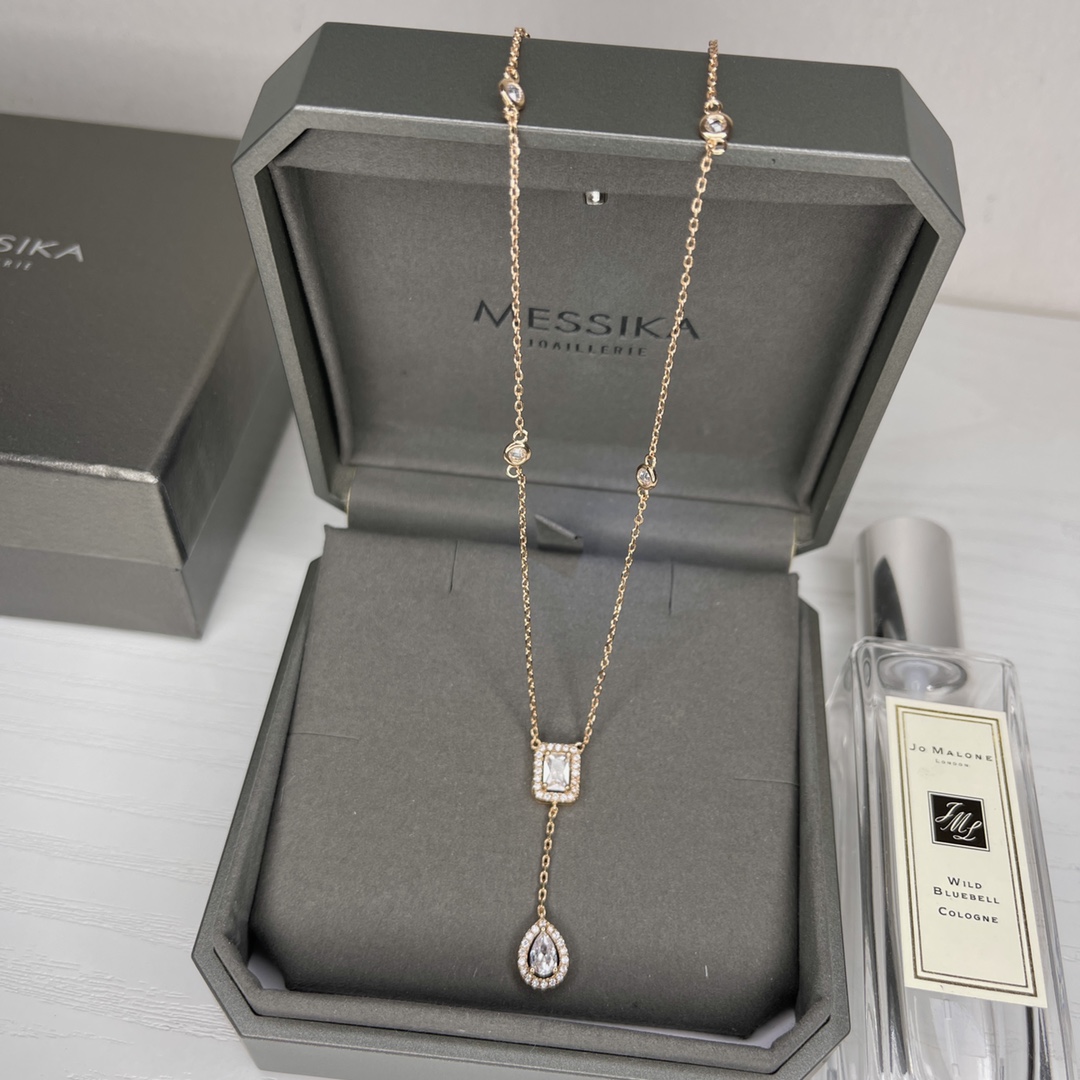 Messika My Twin Toi Moi Y-Drop Lariat Necklace necklace Yellow gold with clear diamonds 42cm