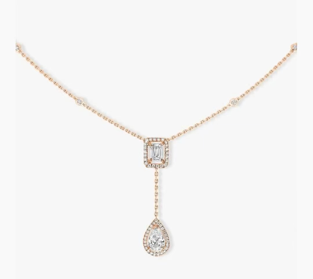 Messika My Twin Toi Moi Y-Drop Lariat Necklace necklace Yellow gold with clear diamonds 42cm