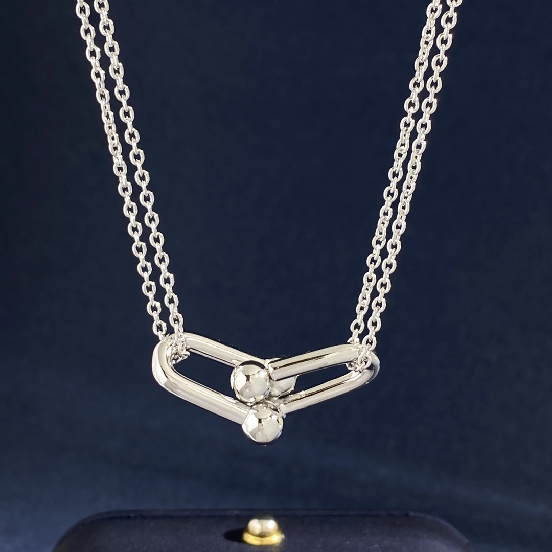 Tiffany HardWear Double Link Pendant necklace Rose gold Sterling silver Yellow gold 18 inch