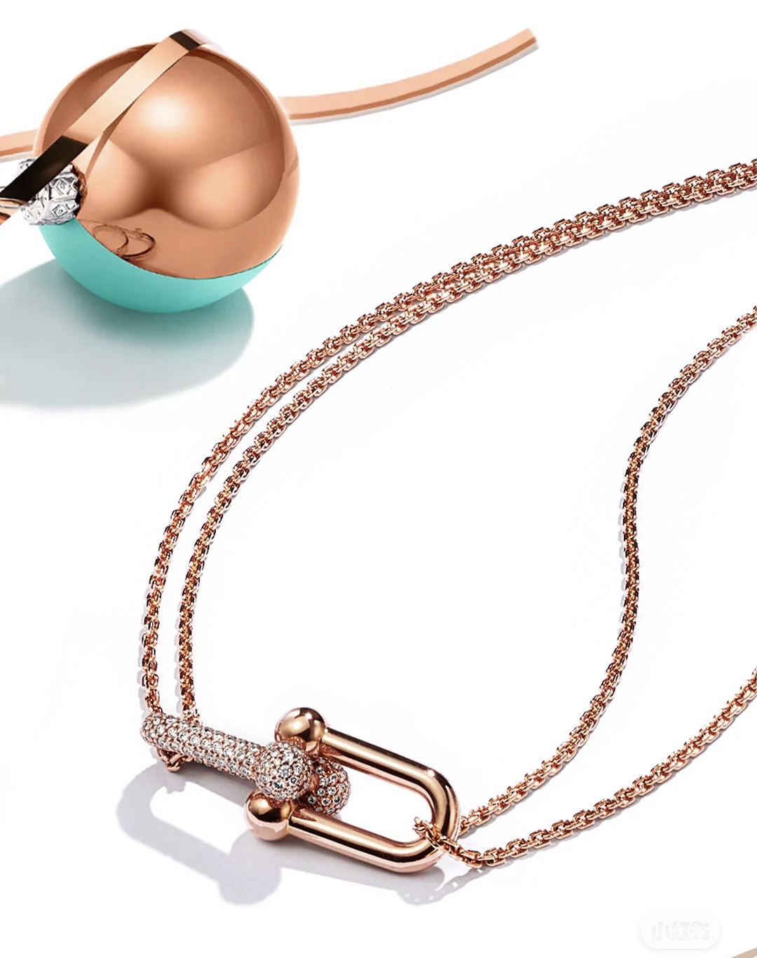 Tiffany HardWear Double Link Pave Pendant necklace Available in 18k yellow gold with clear pave diamonds 18k rose gold with clear pave diamonds and sterling silver with clear pave diamonds 18 inches