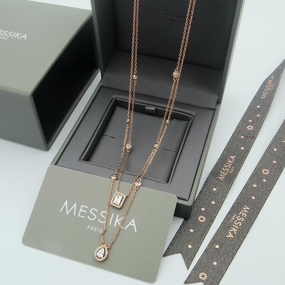 Messika My Twin necklace white gold with clear diamonds 45cm adjustable