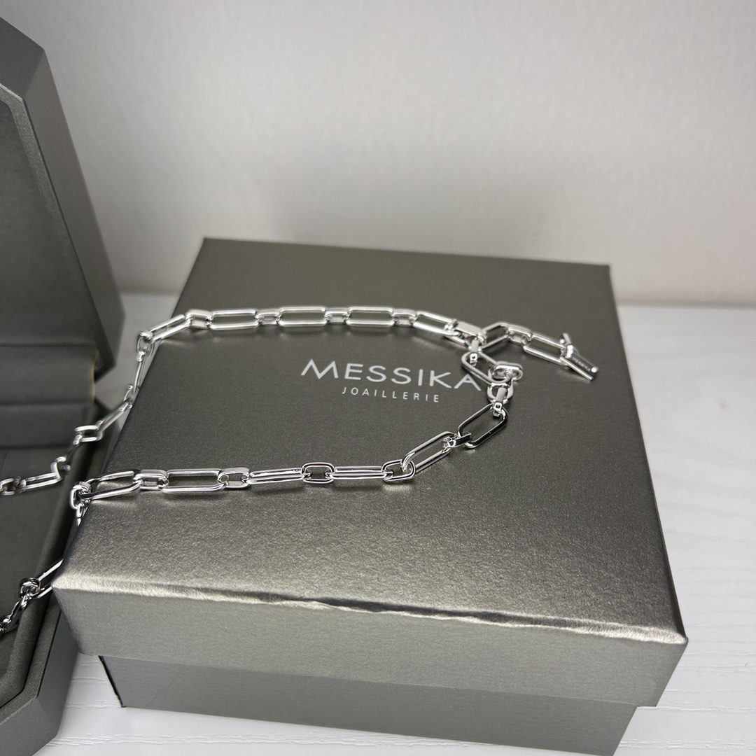 Messika My Move necklace silver-toned white gold with pave white diamonds 45cm