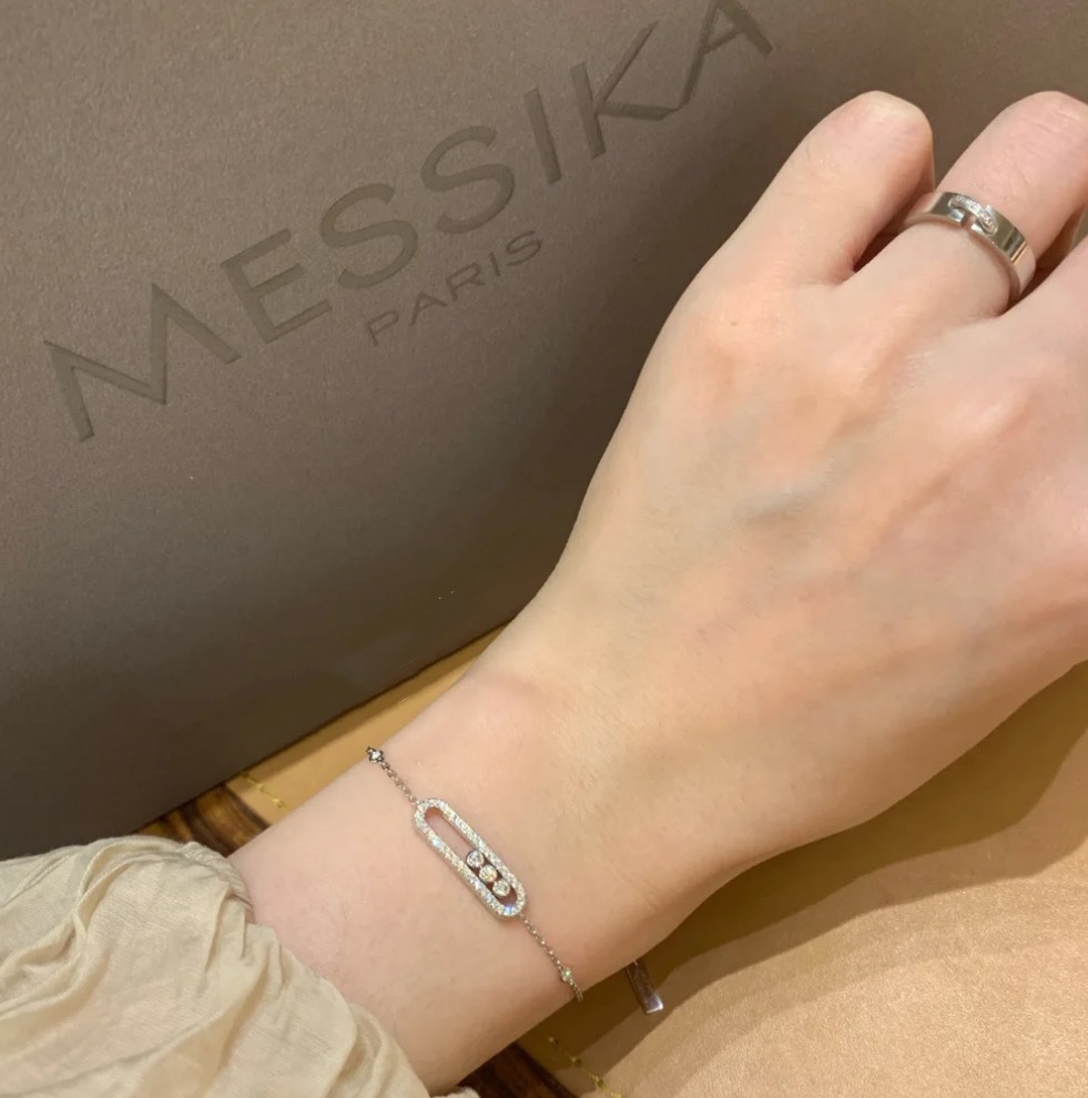 Messika Move Uno bracelet 18k rose gold with clear diamonds 18k white gold with clear diamonds 17cm