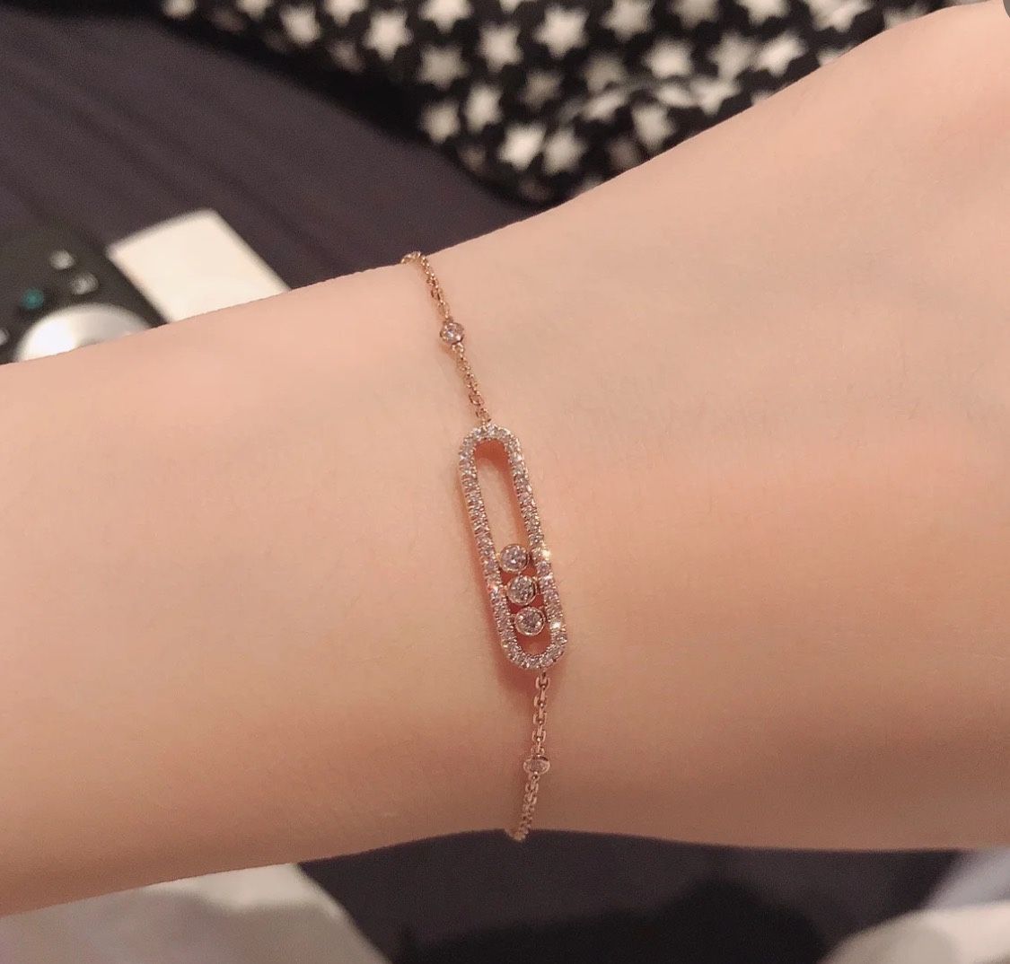 Messika Move Uno bracelet 18k rose gold with clear diamonds 18k white gold with clear diamonds 17cm