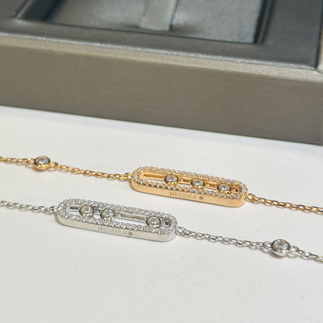 Messika Move Uno bracelet 18k rose gold with clear diamonds 18k white gold with clear diamonds 17cm
