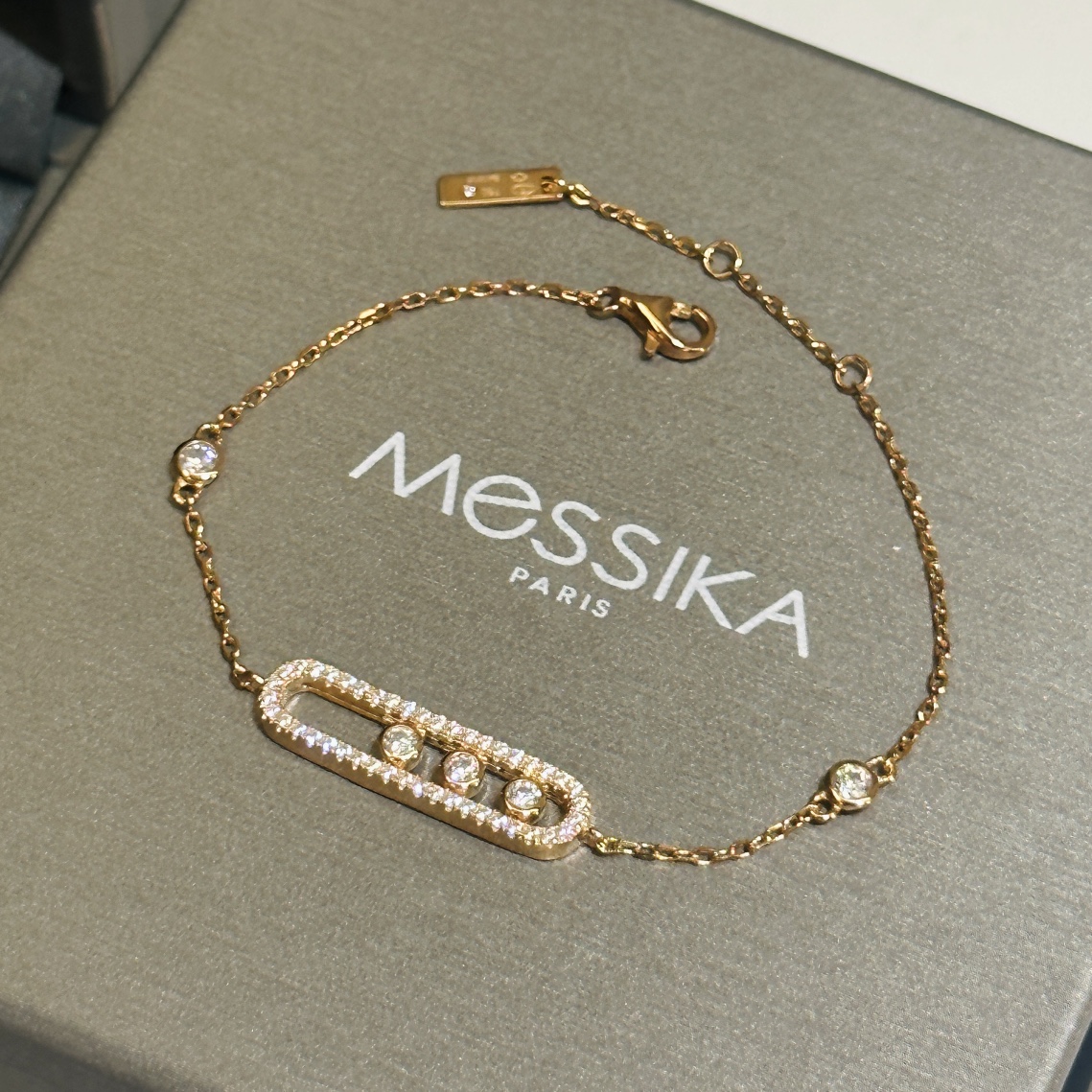 Messika Move Uno bracelet 18k rose gold with clear diamonds 18k white gold with clear diamonds 17cm
