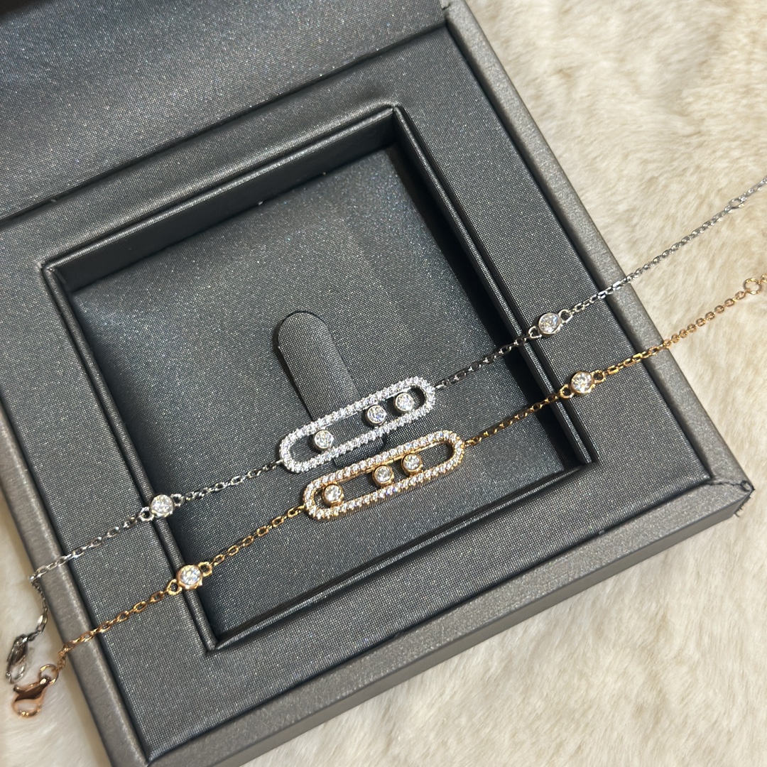 Messika Move Uno bracelet 18k rose gold with clear diamonds 18k white gold with clear diamonds 17cm