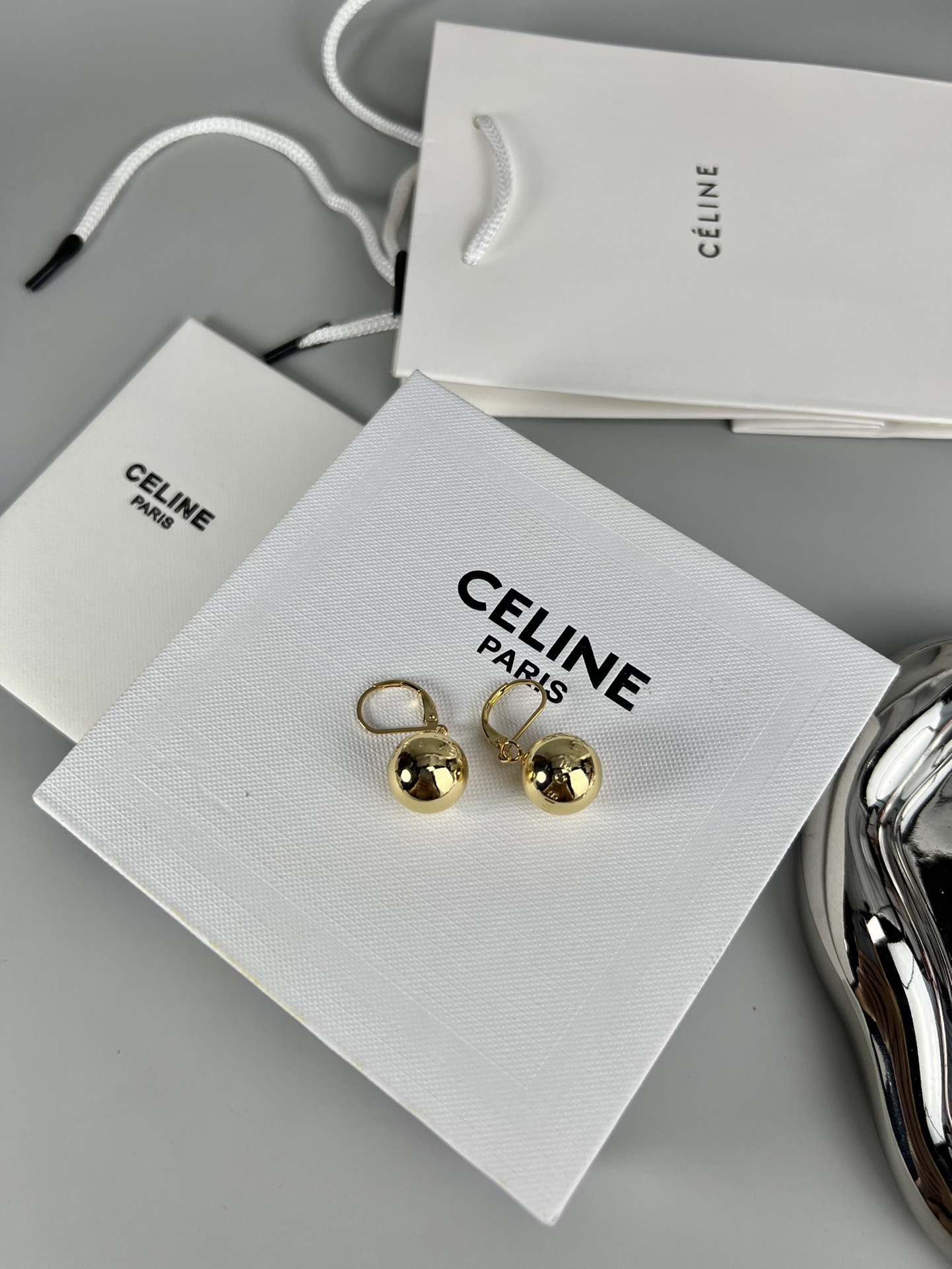 Celine Sphere Drop Earrings earrings Gold-tone metal no gemstones One Size 1 5cm ball diameter lever back closure
