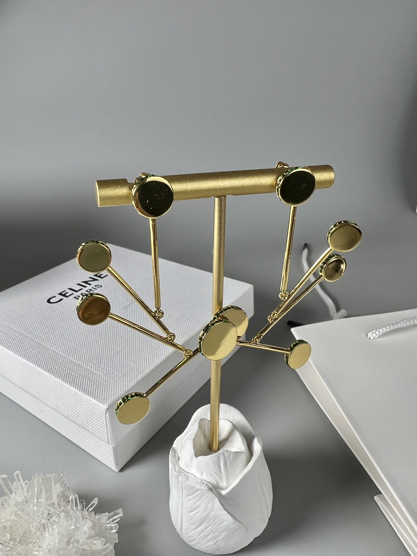 Celine Multi Disc Branch Drop Earrings earrings Polished gold-tone metal no additional gemstones Approximately 7cm drop length