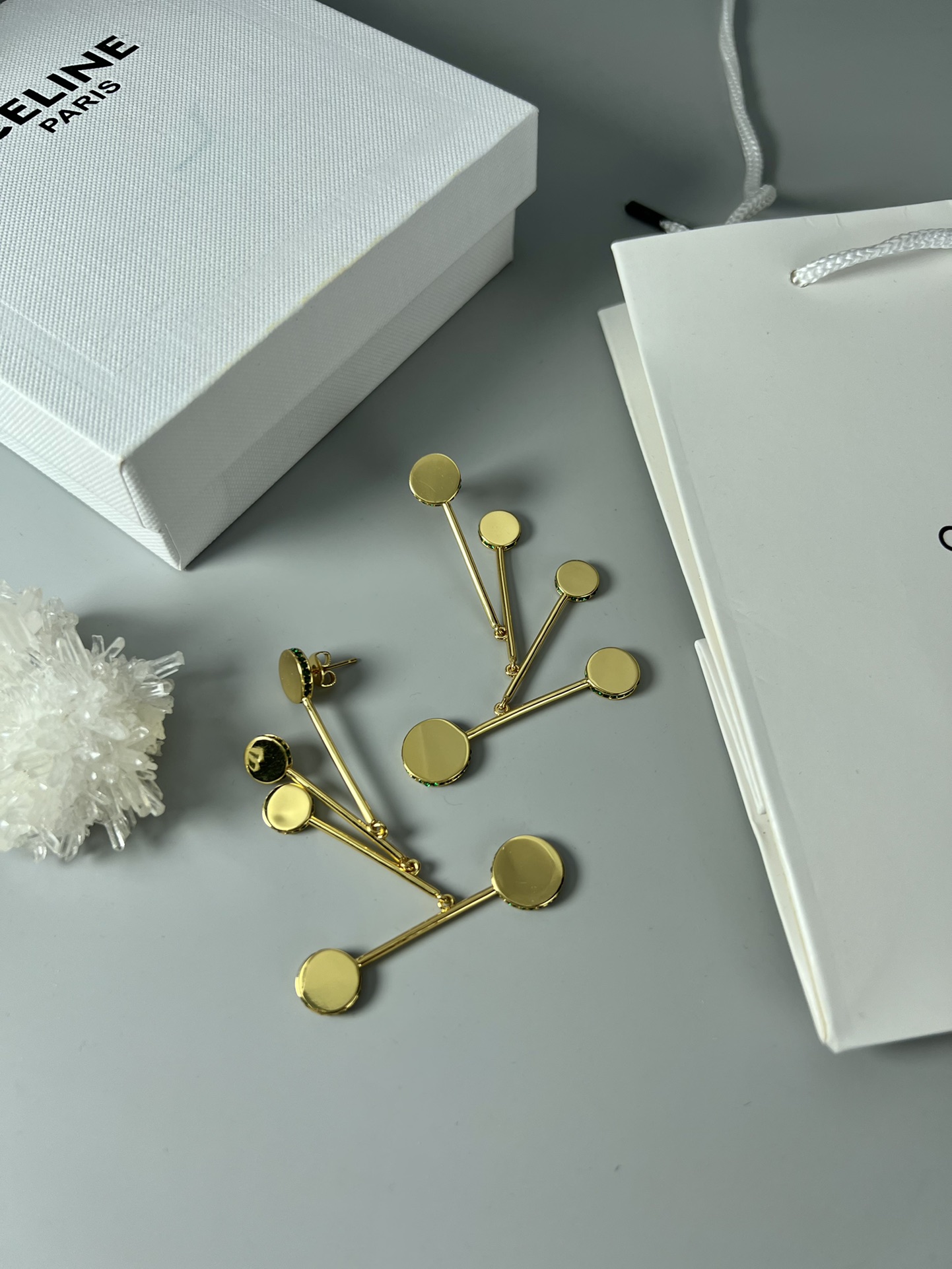 Celine Multi Disc Branch Drop Earrings earrings Polished gold-tone metal no additional gemstones Approximately 7cm drop length