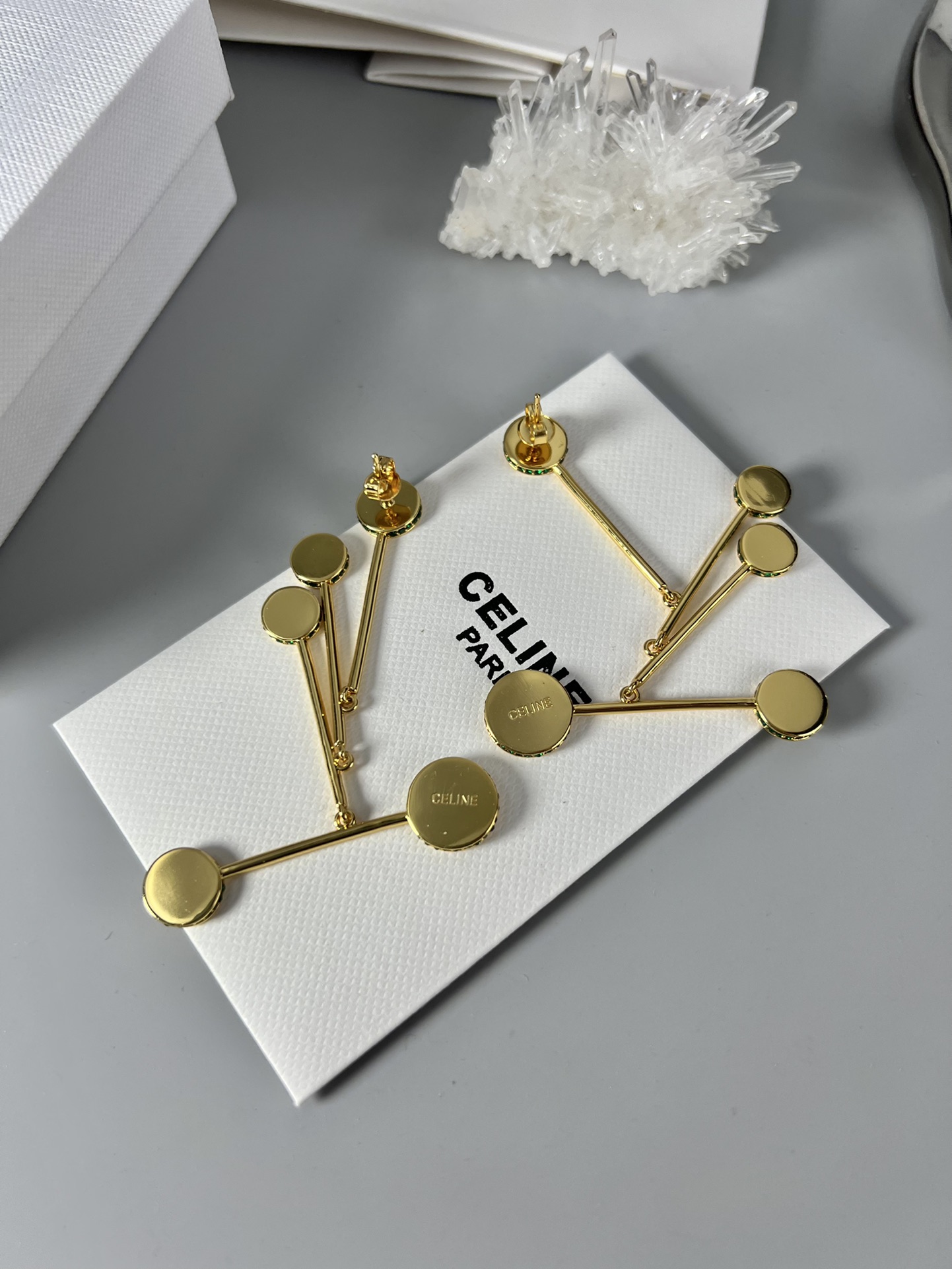Celine Multi Disc Branch Drop Earrings earrings Polished gold-tone metal no additional gemstones Approximately 7cm drop length