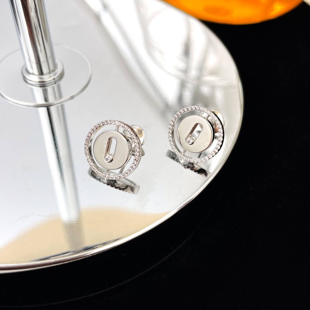 Messika Lucky Move earrings 18k rose gold with white diamonds 12mm diameter