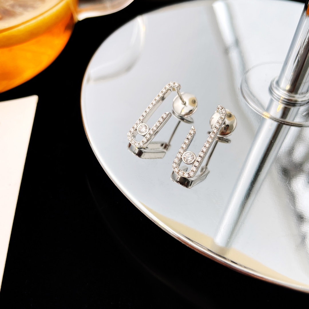 Messika Move Uno earrings silver-toned metal with clear diamonds gold-toned metal with clear diamonds 1 5cm drop length