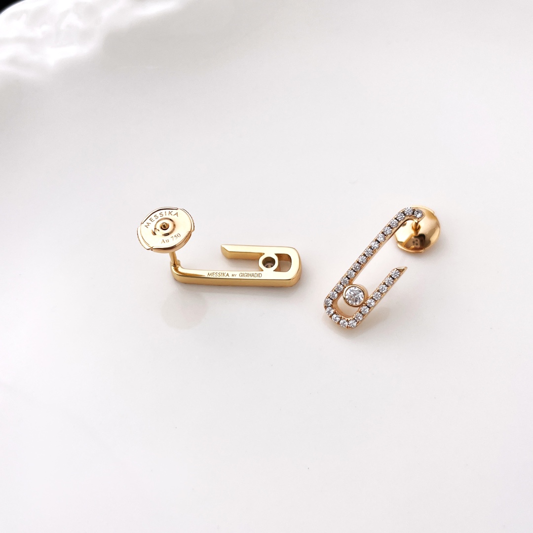 Messika Move Uno earrings silver-toned metal with clear diamonds gold-toned metal with clear diamonds 1 5cm drop length
