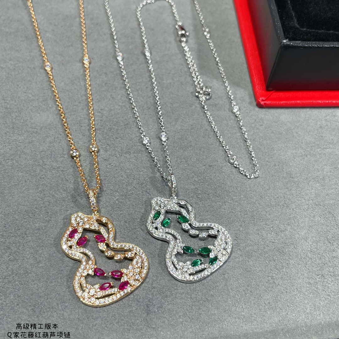 Qeelin Wulu Lace necklace 18k rose gold white diamond ruby 42cm with 5cm extender