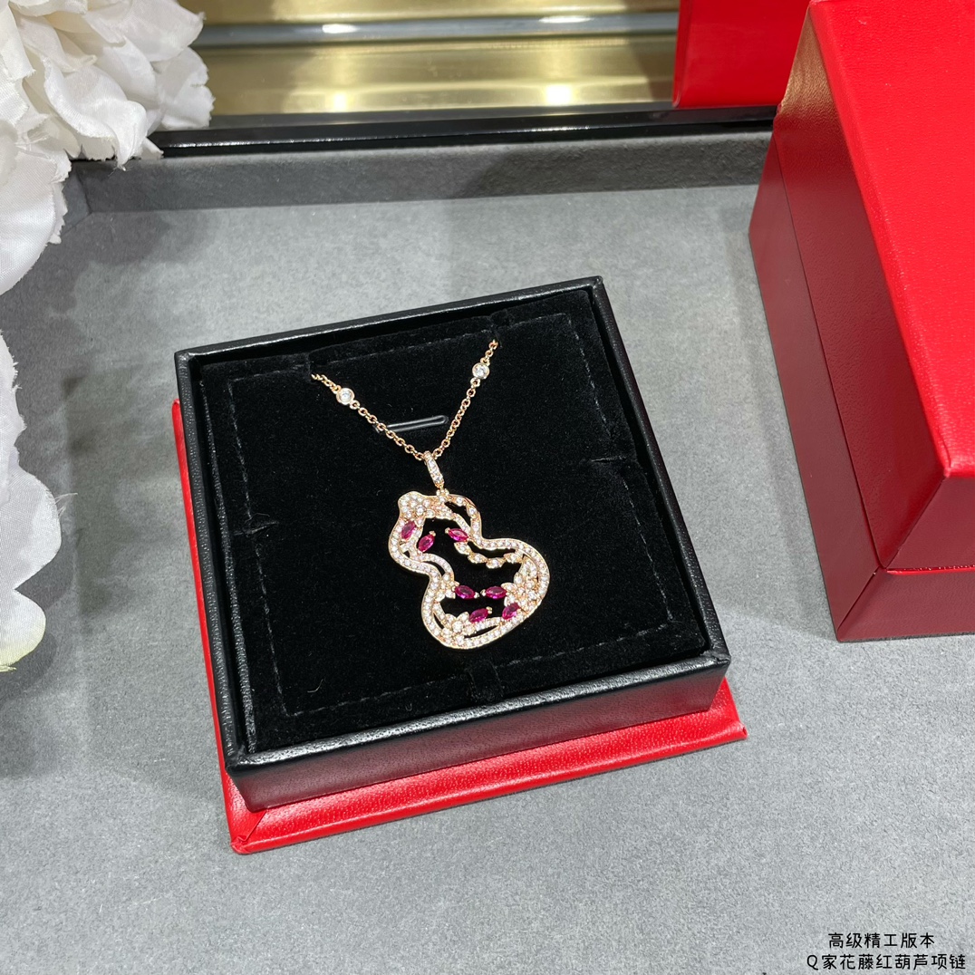 Qeelin Wulu Lace necklace 18k rose gold white diamond ruby 42cm with 5cm extender