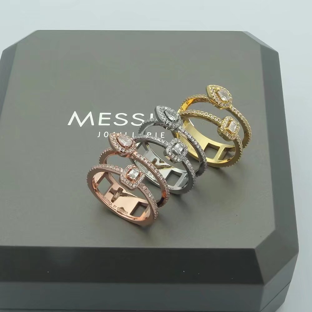 Messika Move Series ring rose gold white gold yellow gold with clear diamonds 6 7 8