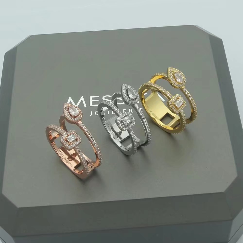 Messika Move Series ring rose gold white gold yellow gold with clear diamonds 6 7 8