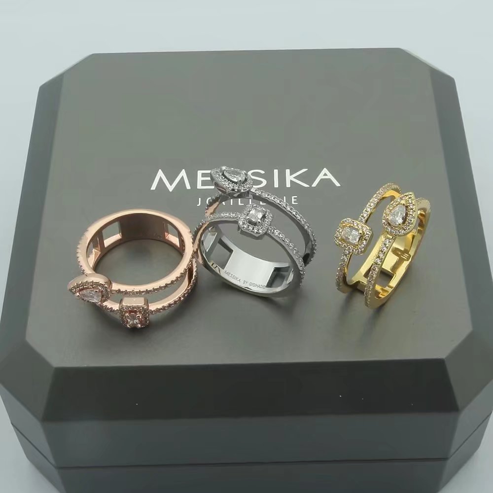 Messika Move Series ring rose gold white gold yellow gold with clear diamonds 6 7 8