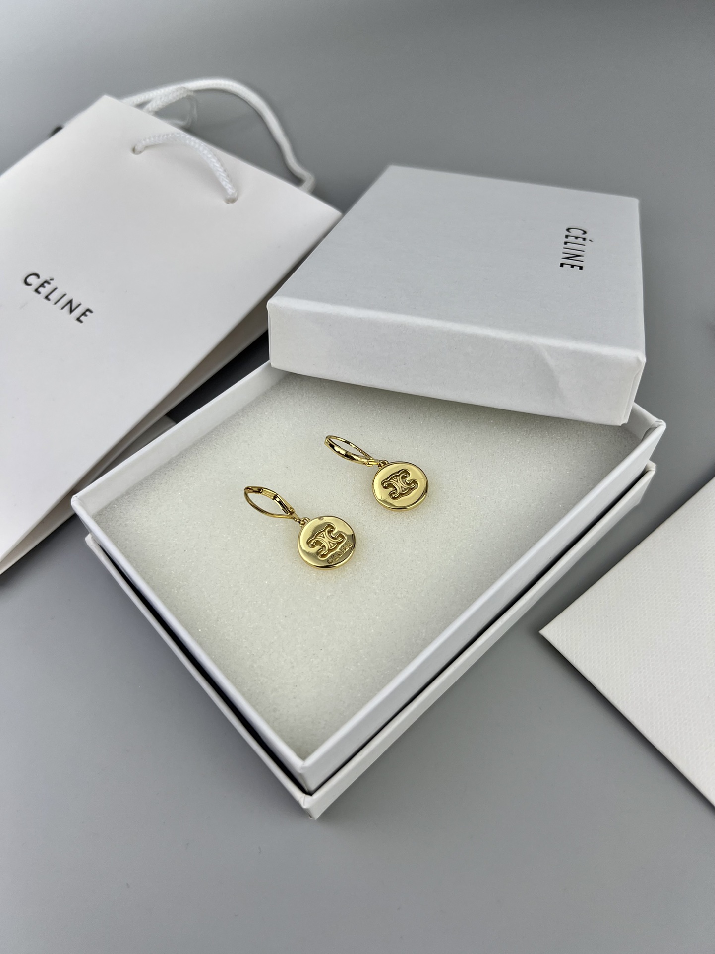 Celine Triomphe Coin Drop Earrings earrings gold-tone metal 1 5cm drop length