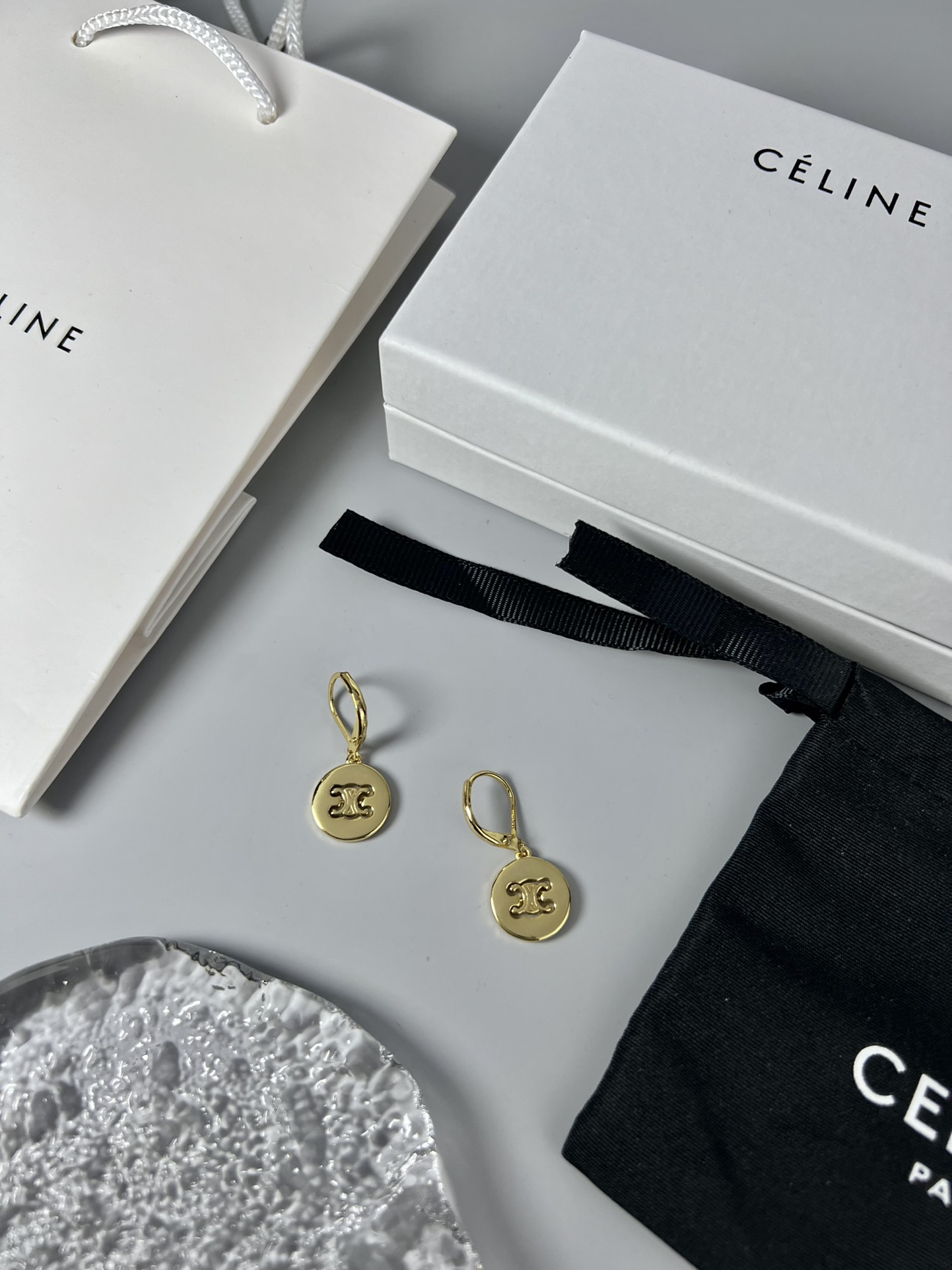 Celine Triomphe Coin Drop Earrings earrings gold-tone metal 1 5cm drop length
