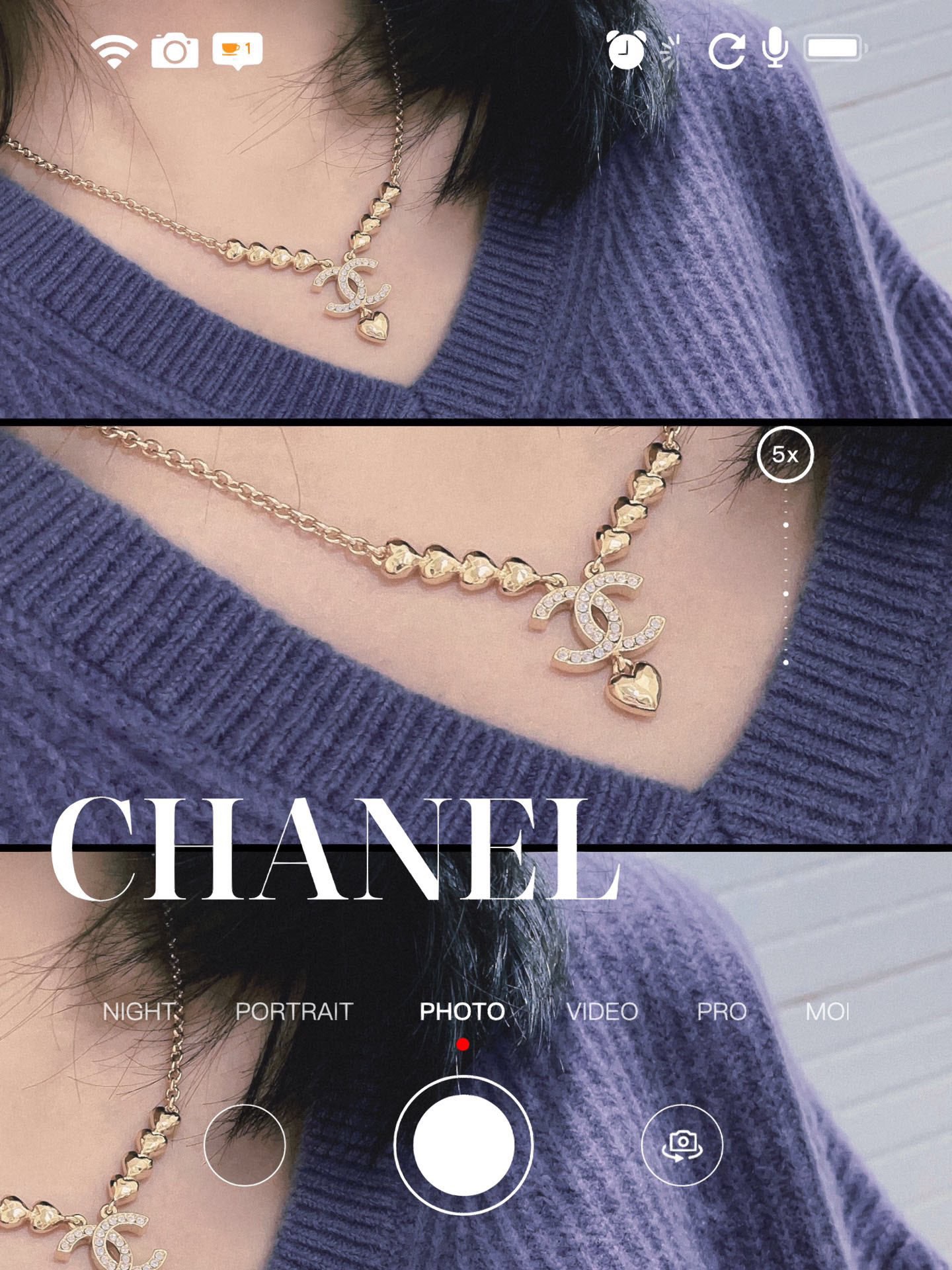 Chanel CC Heart Drop Necklace necklace Gold-tone metal with clear crystal accents and gold heart charm 42cm