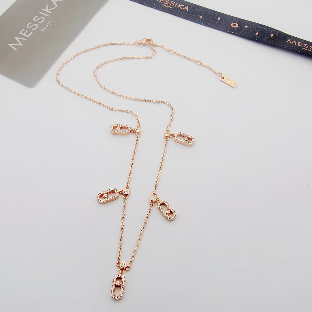 Messika Move Uno necklace 18k white gold with pave diamonds 42cm