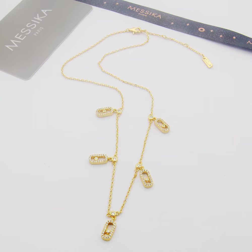 Messika Move Uno necklace 18k white gold with pave diamonds 42cm