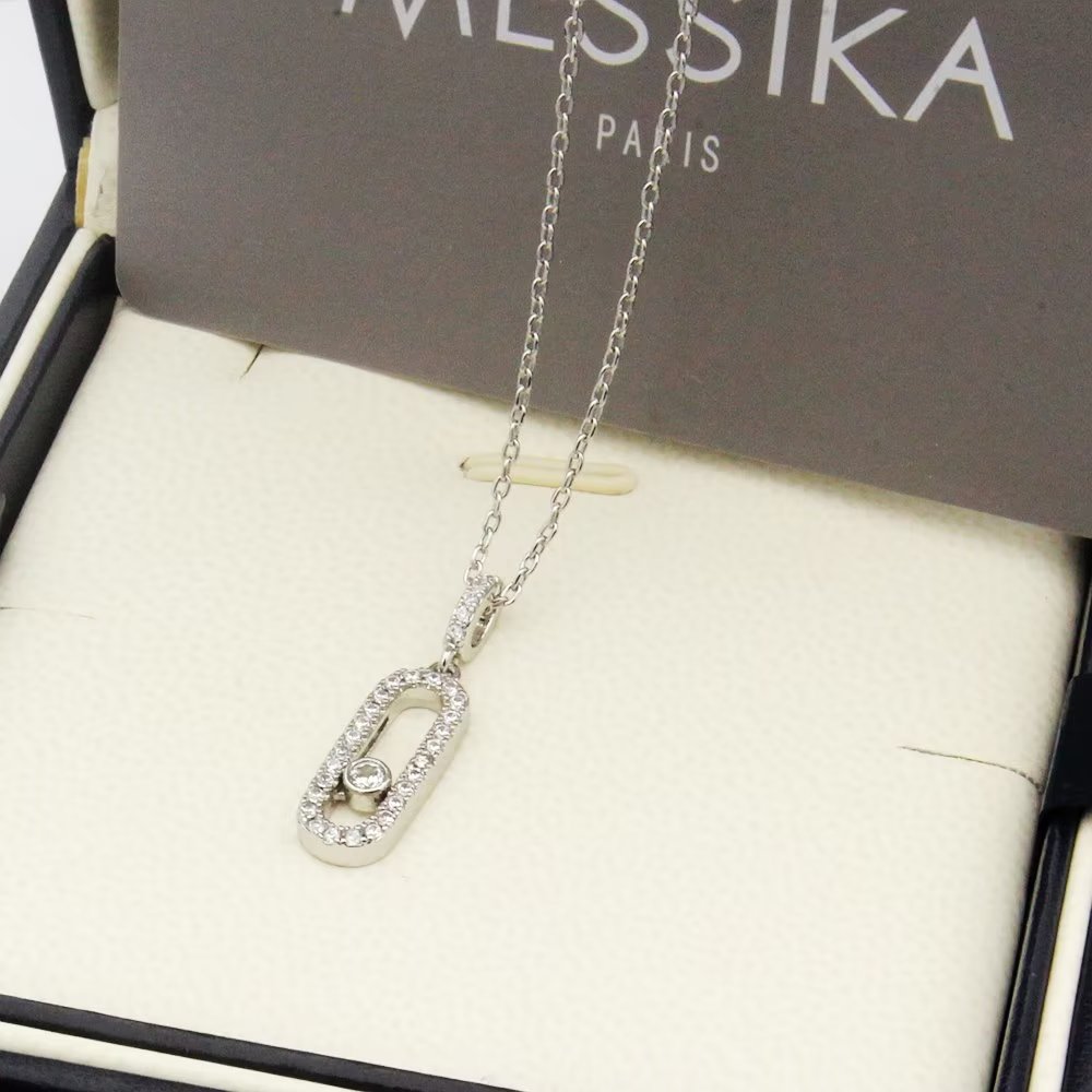 Messika Move Uno necklace Rose gold with clear diamonds 45cm