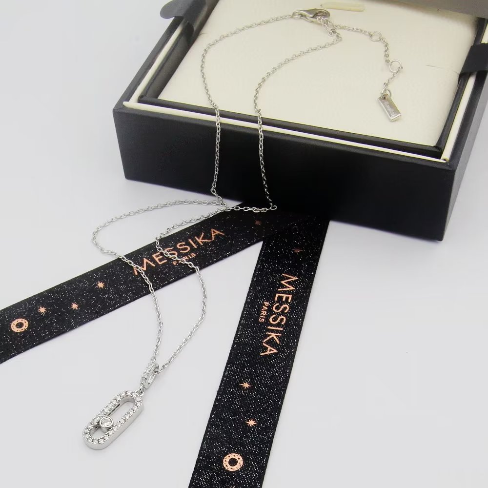 Messika Move Uno necklace Rose gold with clear diamonds 45cm