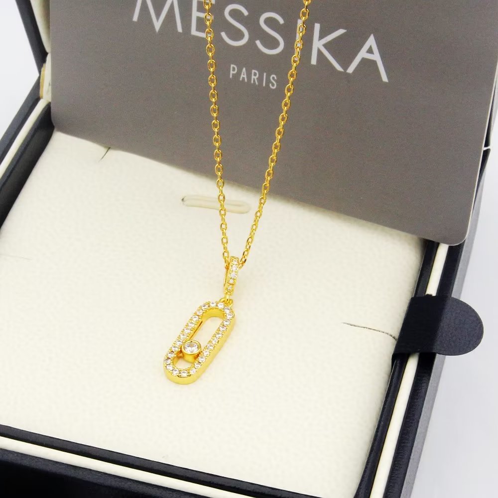 Messika Move Uno necklace Rose gold with clear diamonds 45cm